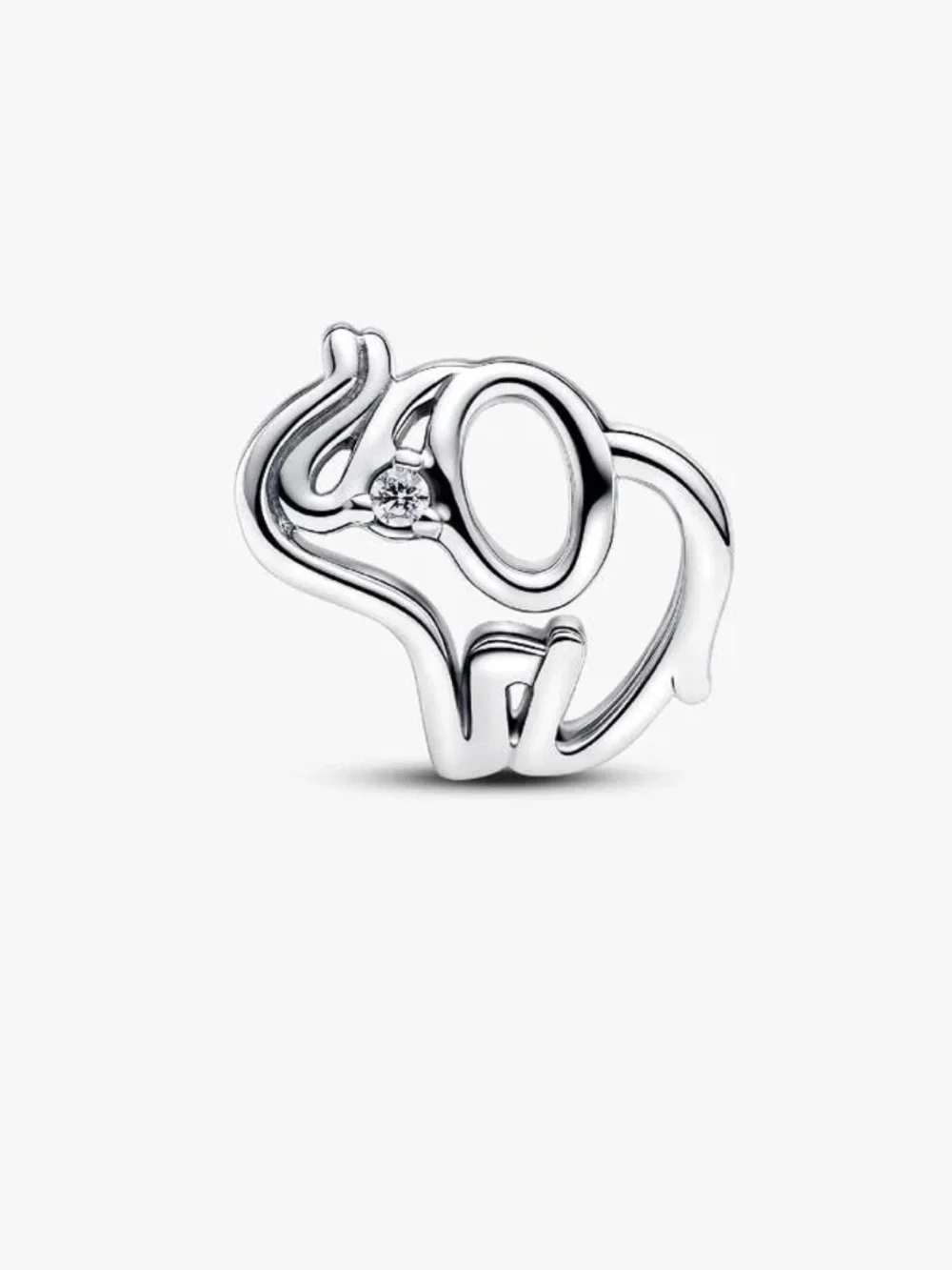 Pandora Silver Elephant Brooch with Clear Stone Accent
